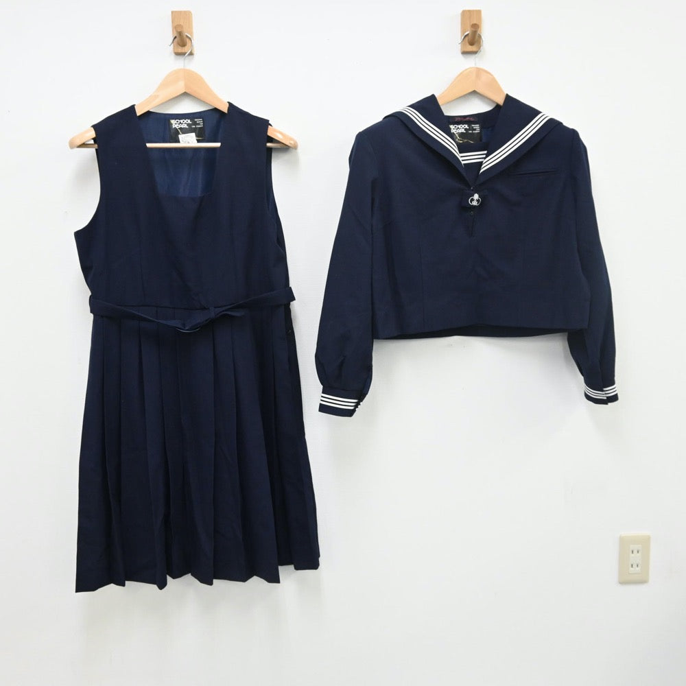 【中古】埼玉県 春日部市立東中学校 女子制服 2点（セーラー服・ジャンパースカート）sf010061