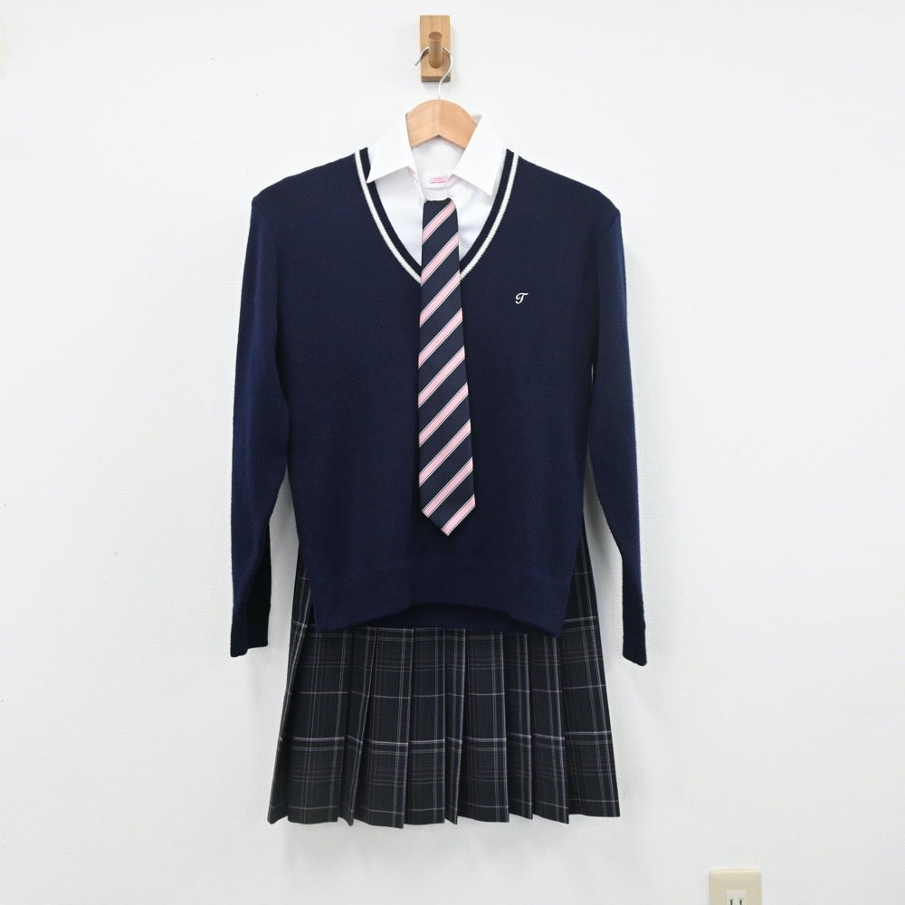 【中古】愛知県 大成高等学校 女子制服 7点（ブレザー・シャツ・ニット・スカート）sf010101