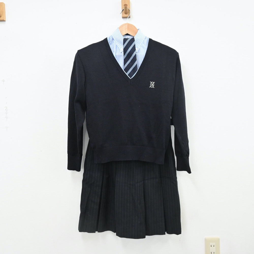 【中古】熊本県 九州学院高等学校 女子制服 7点（ブレザー・シャツ・ニット・スカート）sf010112