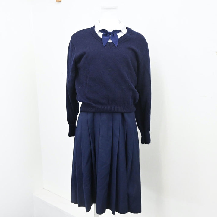 【中古】奈良県 帝塚山中学高等学校 女子制服 5点（シャツ・ニット・スカート）sf010129