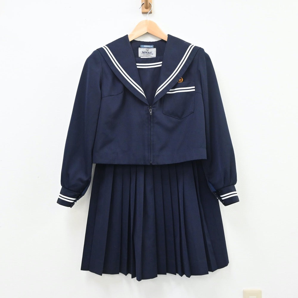 【中古】三重県 明正中学校 女子制服 2点（セーラー服・スカート）sf010158