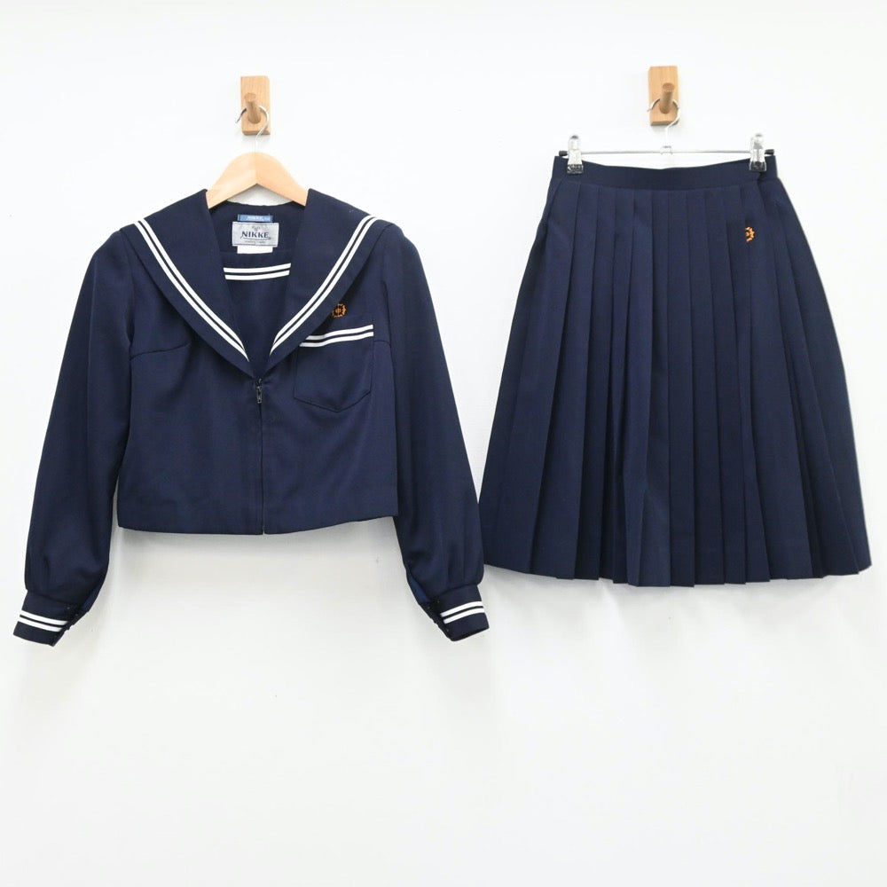 【中古】三重県 明正中学校 女子制服 2点（セーラー服・スカート）sf010158