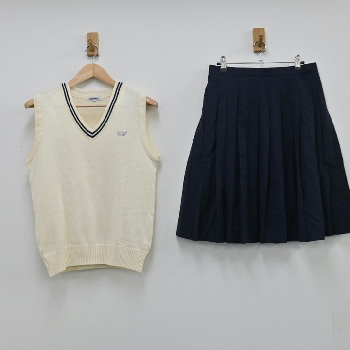 中古制服】千葉県 千葉東高等学校 女子制服 2点（ニットベスト