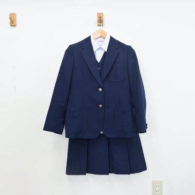 【中古】千葉県 高洲第一中学校 女子制服 4点（ブレザー・シャツ・ベスト・スカート）sf010236