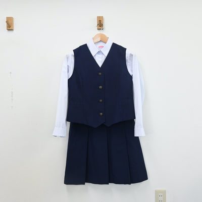 【中古】千葉県 高洲第一中学校 女子制服 4点（ブレザー・シャツ・ベスト・スカート）sf010236