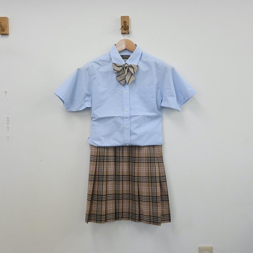 【中古】福岡県 誠修高等学校 女子制服 5点（シャツ・シャツ・ニットベスト・スカート）sf010258