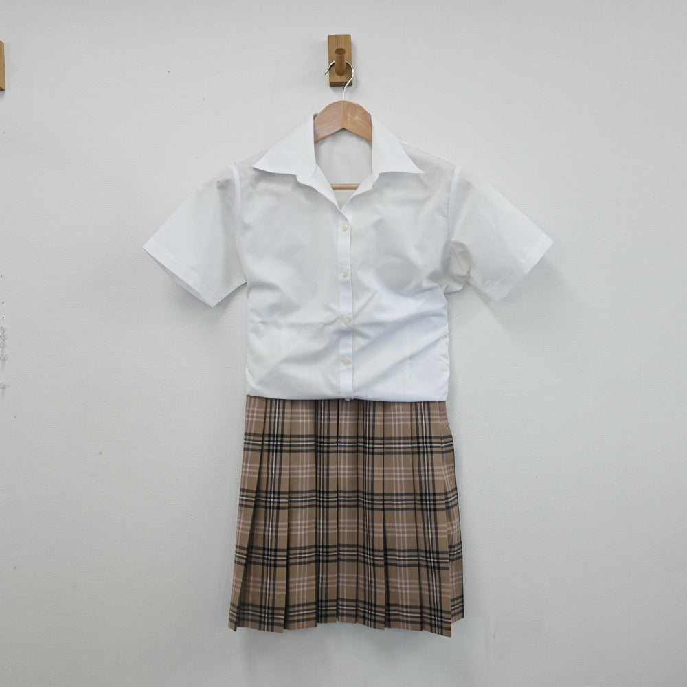 【中古】福岡県 誠修高等学校 女子制服 5点（シャツ・シャツ・ニットベスト・スカート）sf010258