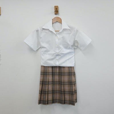 【中古】福岡県 誠修高等学校 女子制服 5点（シャツ・シャツ・ニットベスト・スカート）sf010258