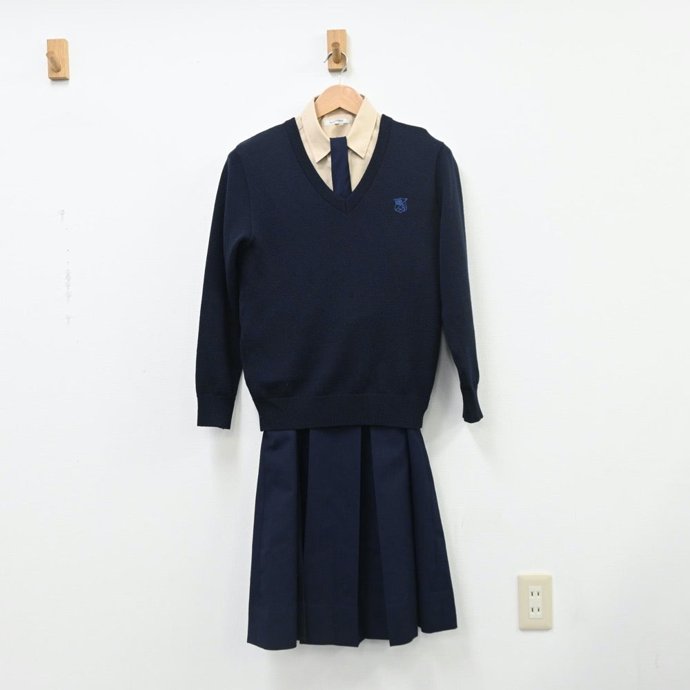 【中古】長野県 長野清泉女学院高等学校 女子制服 8点（ニット・シャツ・ブレザー・ジャンパースカート）sf010314