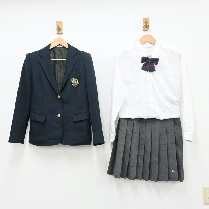 【中古】岡山県 鴨方高等学校 女子制服 5点（ブレザー・シャツ・スカート）sf010327