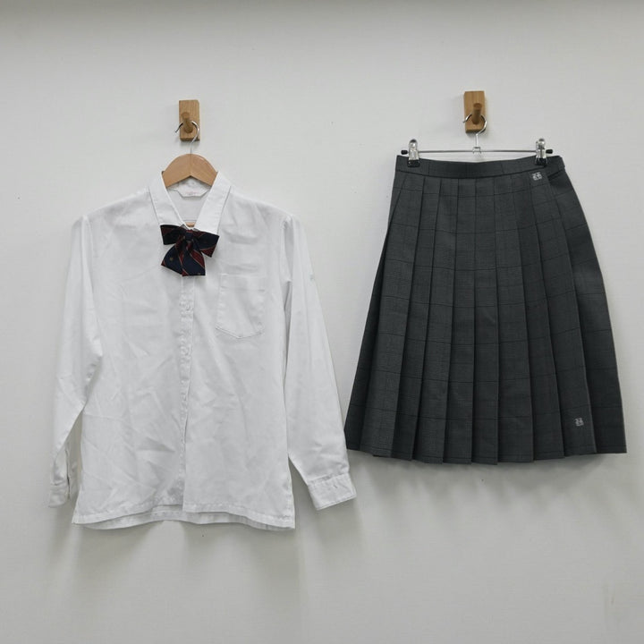 【中古】岡山県 鴨方高等学校 女子制服 5点（ブレザー・シャツ・スカート）sf010327