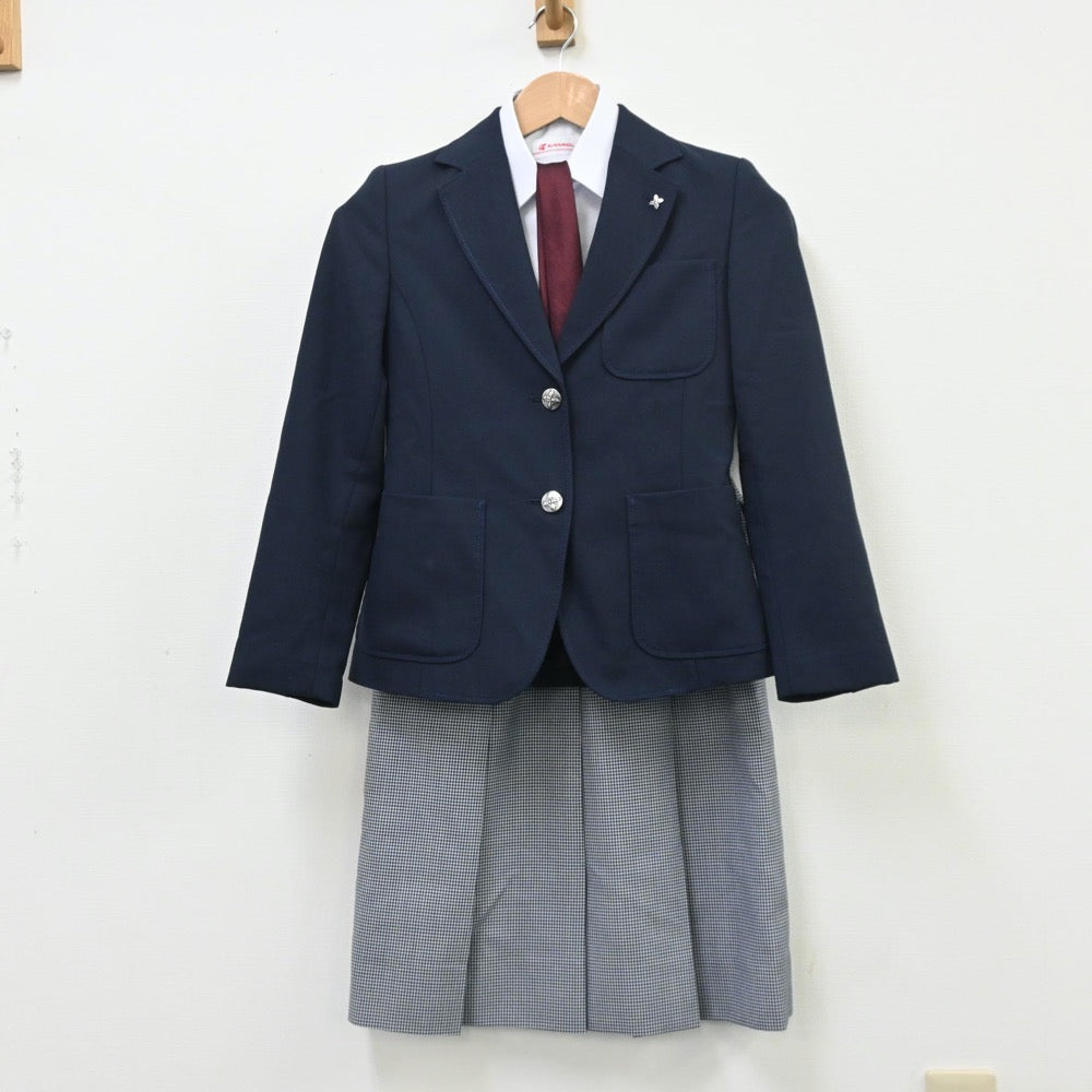 【中古】北海道 陵北中学校 女子制服 5点（ブレザー・シャツ・ベスト・スカート）sf010330