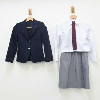 【中古】北海道 陵北中学校 女子制服 5点（ブレザー・シャツ・ベスト・スカート）sf010330