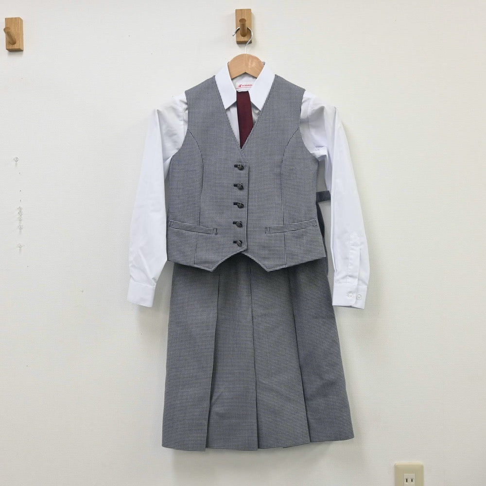 【中古】北海道 陵北中学校 女子制服 5点（ブレザー・シャツ・ベスト・スカート）sf010330