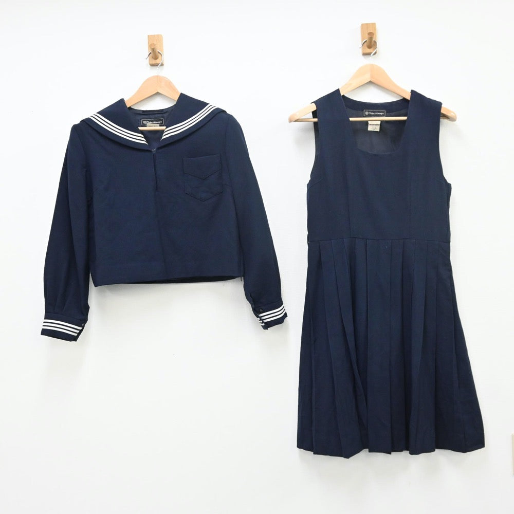 【中古】神奈川県 神奈川学園中学校 女子制服 2点（セーラー服・ジャンパースカート）sf010355