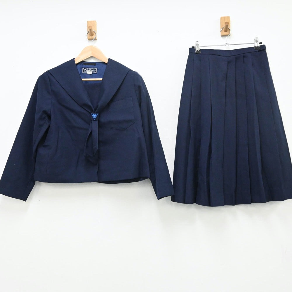 【中古】福島県 北信中学校 女子制服 2点（セーラー服・スカート）sf010362