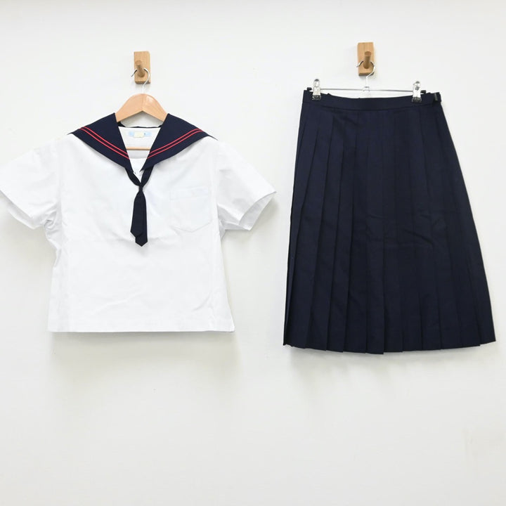 徒長 中古制服】長崎県 長与中学校 女子制服 3点（セーラー服・スカート