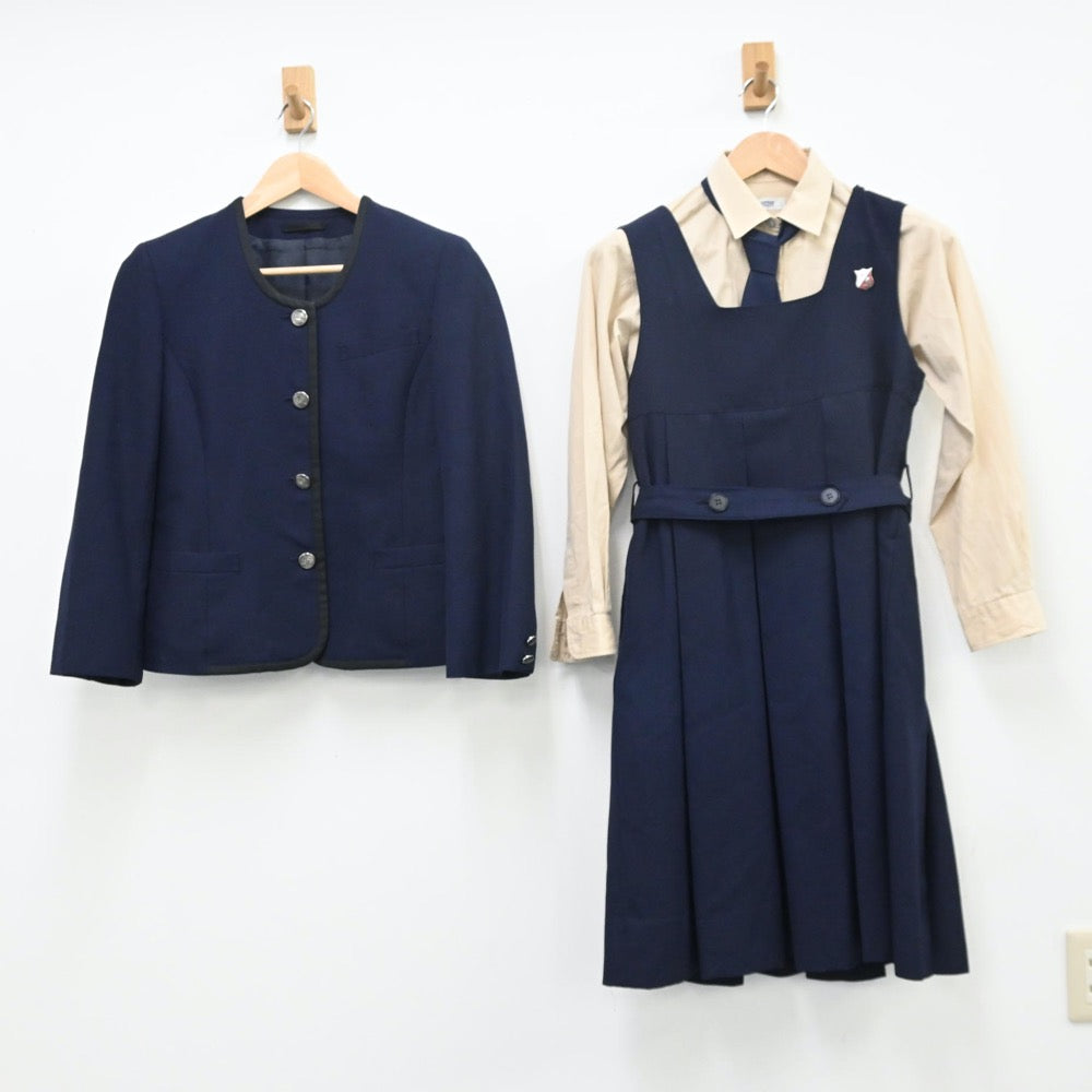 【中古】長野県 清泉女学院中学･高等学校 女子制服 6点（ブレザー・シャツ・ジャンパースカート）sf010376