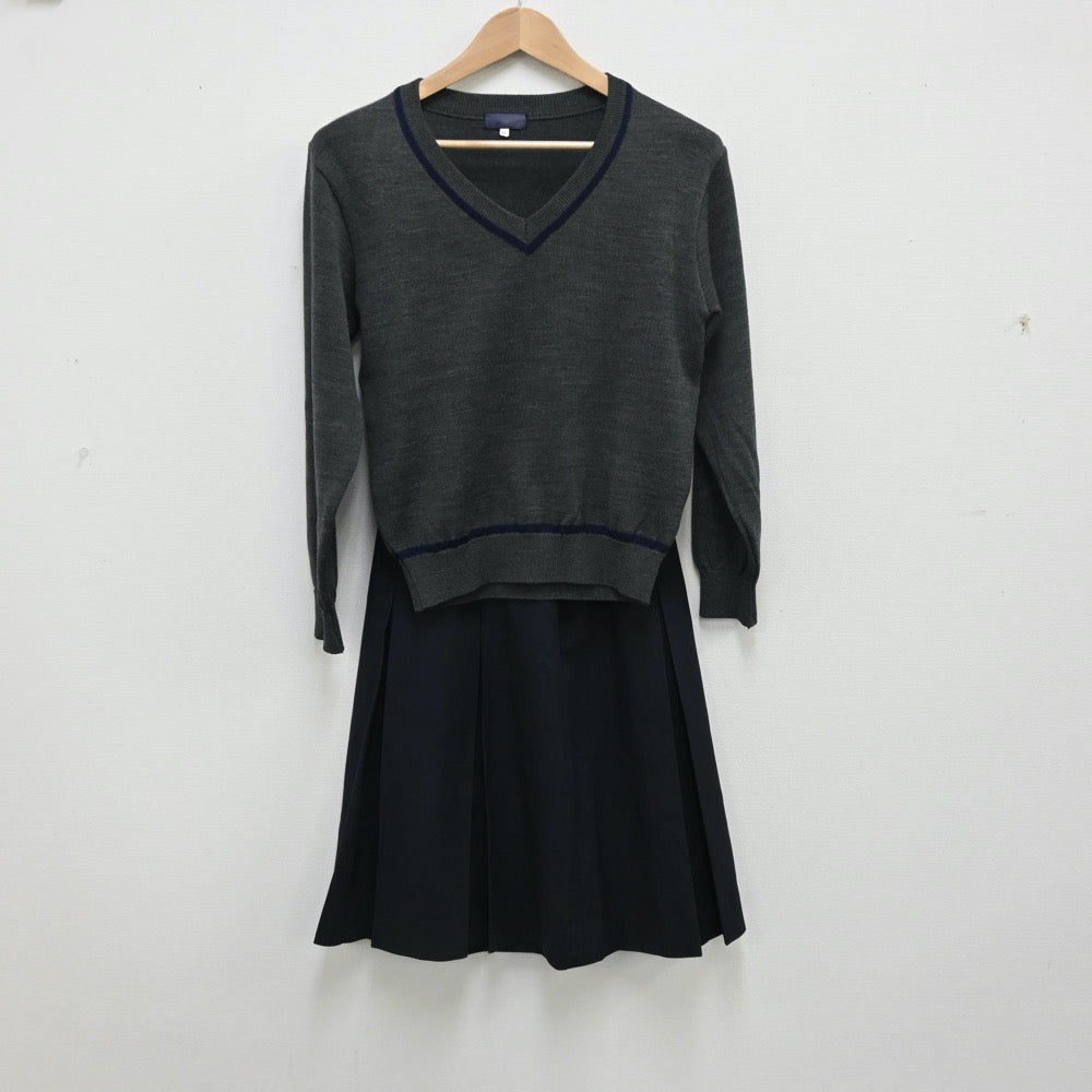 【中古】大阪府 大阪府立長野高等学校 女子制服 7点（ブレザー・ニット・シャツ・スカート）sf010408