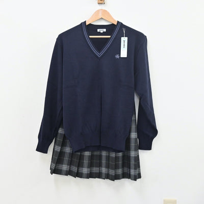 【中古】千葉県 船橋東葉高等学校 女子制服 4点（ブレザー・ニット・スカート）sf010453