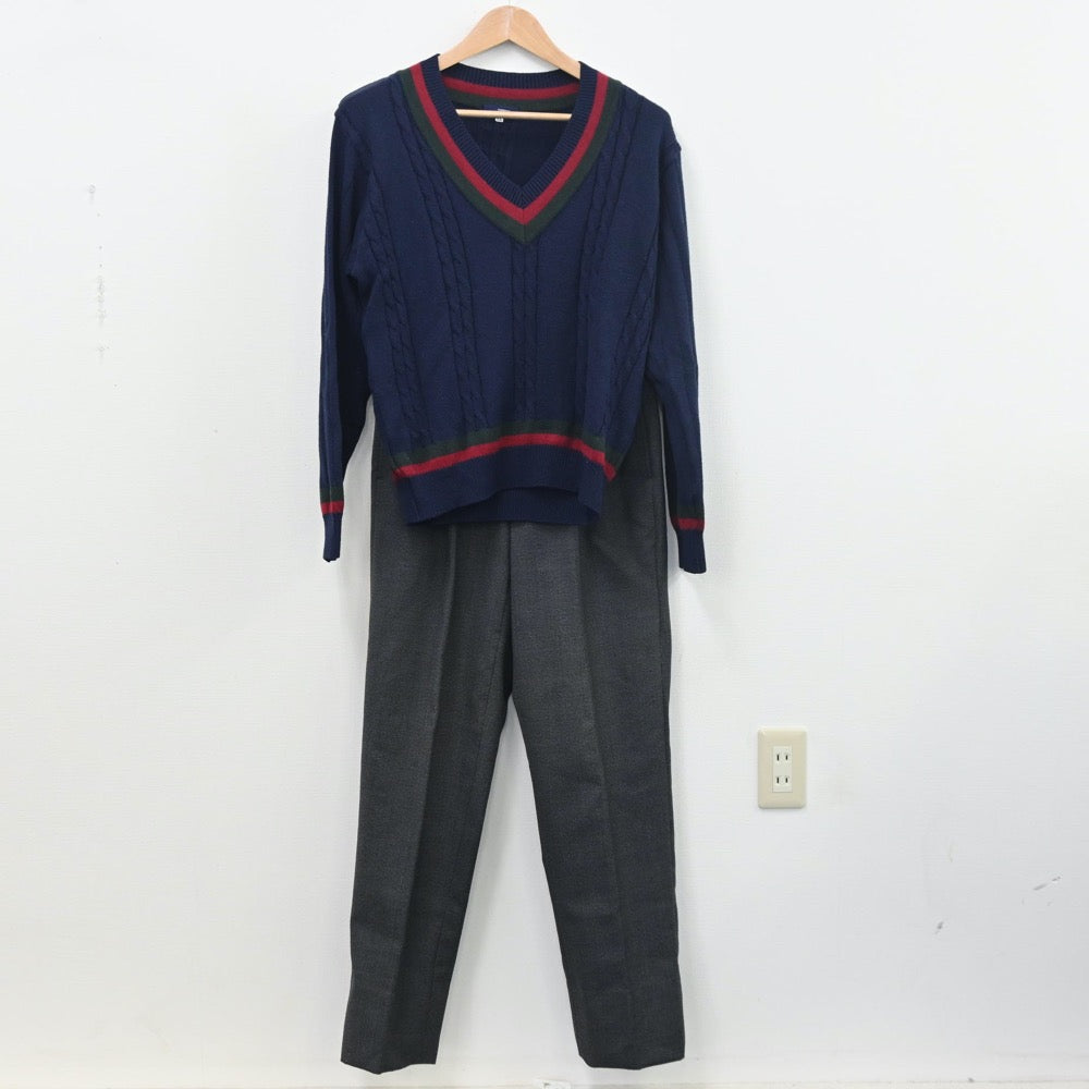 【中古】千葉県 桜林高等学校 男子制服 6点（ブレザー・ニット・シャツ・ズボン）sf010460