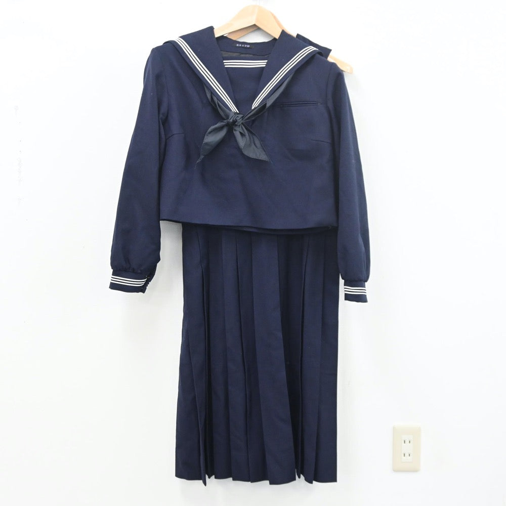 【中古】福岡県 筑紫女学園高等学校 女子制服 4点（セーラー服・ニット・ジャンパースカート）sf010482