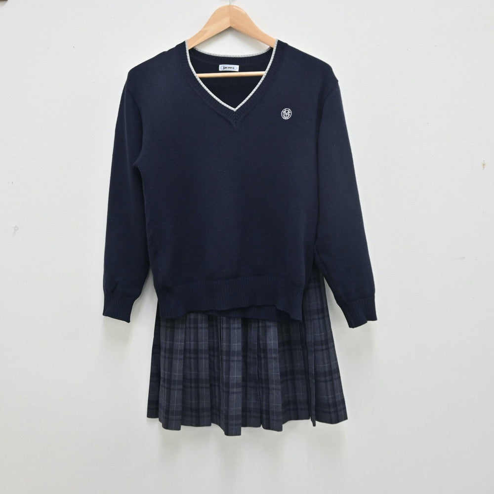 【中古】東京都 朋優学院高等学校 女子制服 8点（ブレザー・シャツ・ニット・スカート）sf010510