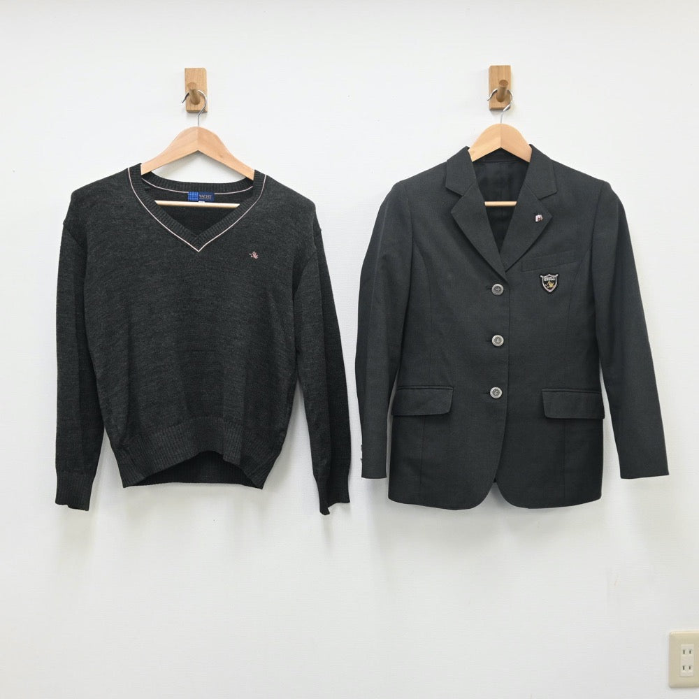 【中古】静岡県 日本大学三島高等学校 女子制服 4点（ブレザー・ニット・スカート）sf010519