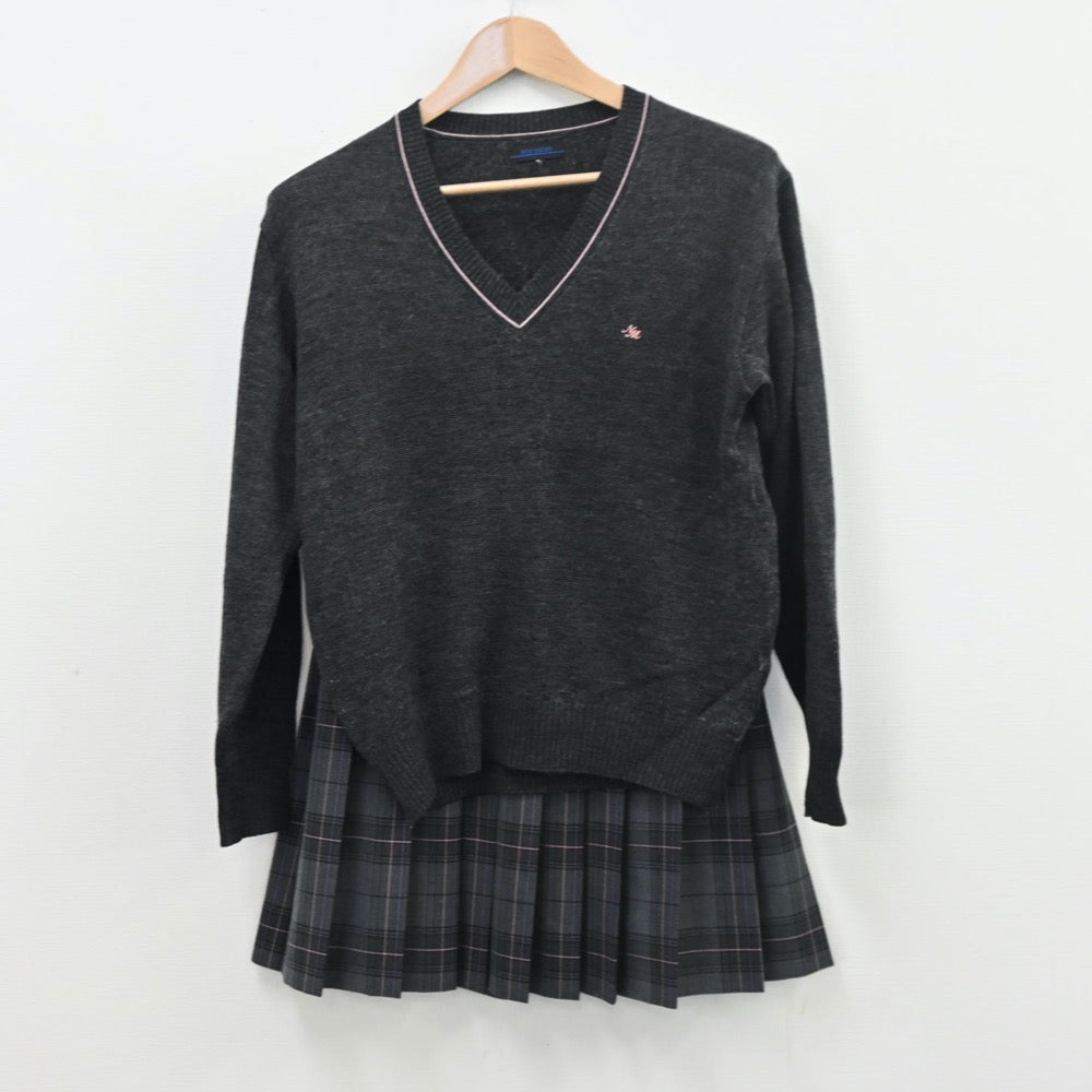 【中古】静岡県 日本大学三島高等学校 女子制服 5点（ブレザー・シャツ・ニット・スカート）sf010557