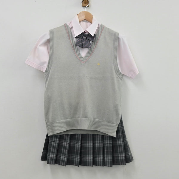 中古制服】静岡県 日本大学三島高等学校 女子制服 3点（シャツ・ベスト