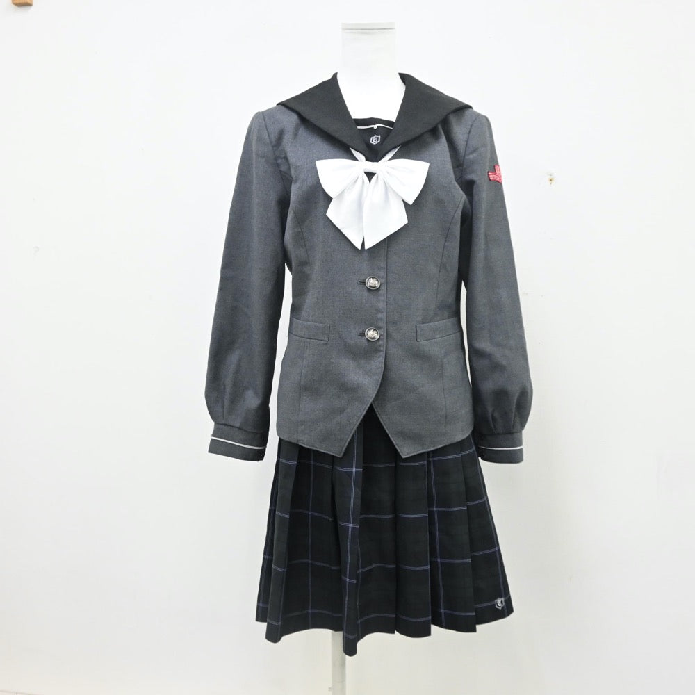 【中古】愛知県 杜若高等学校 女子制服 5点（セーラー服・ニット・スカート）sf010634