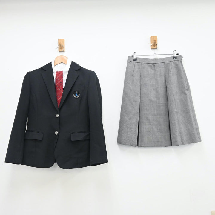 【中古】滋賀県 栗東高等学校 女子制服 5点（ブレザー・シャツ・ニット・スカート）sf010658