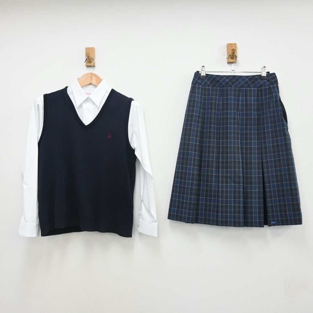 中古制服】京都府 私立大谷高等学校 女子制服 3点（シャツ・ニット