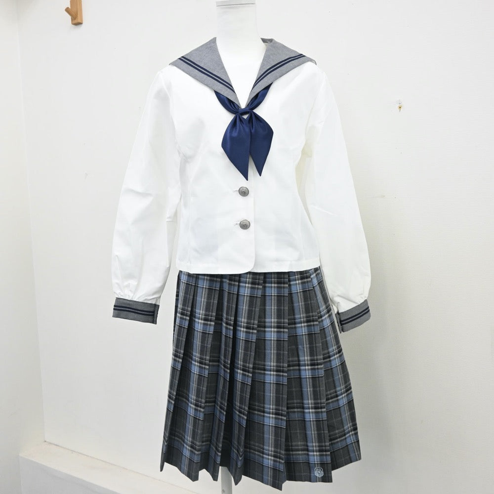 【中古】広島県 進徳女子高等学校 女子制服 5点（セーラー服・スカート）sf010671