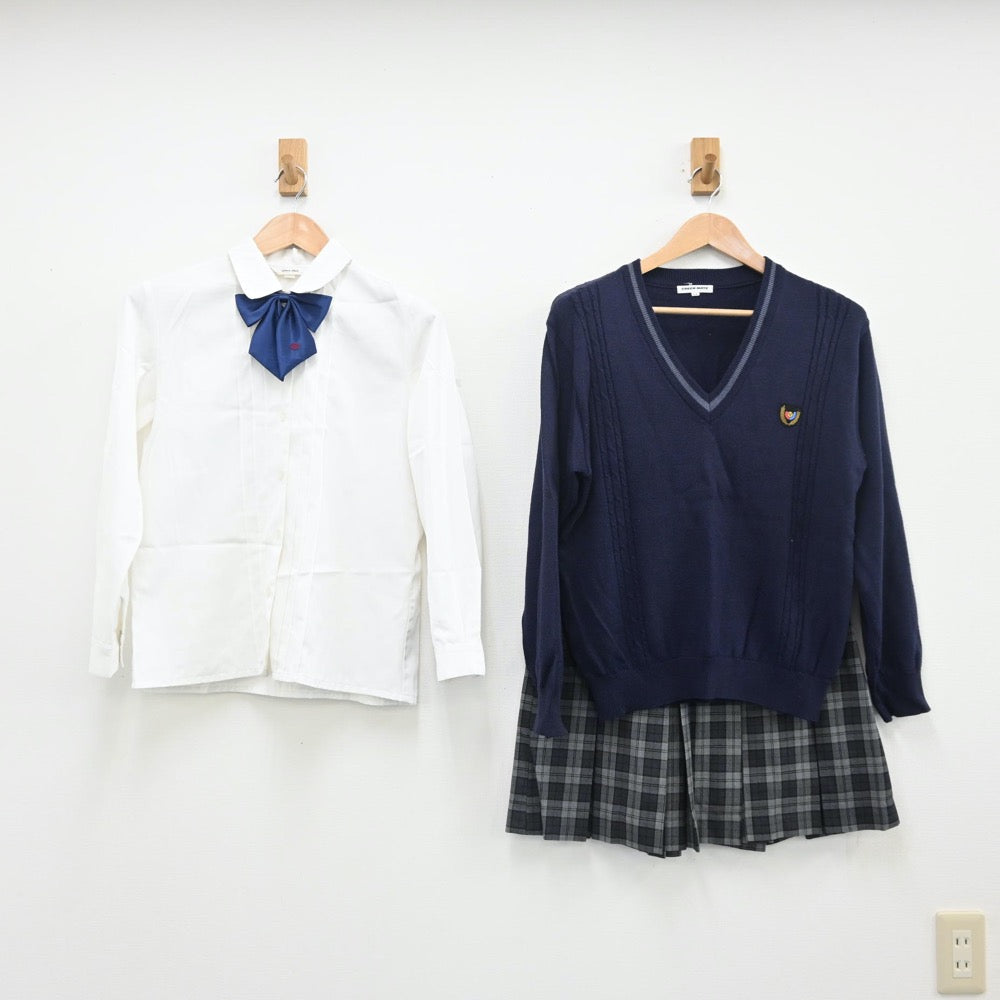 【中古】東京都 順天高等学校 女子制服 5点（ブレザー・シャツ・ニット・スカート）sf010688