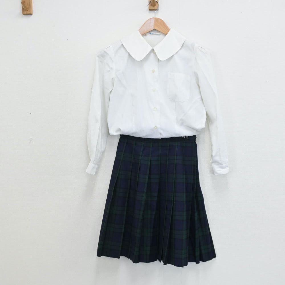 【中古】三重県 学校法人暁学園暁高等学校 女子制服 4点（シャツ・ブレザー・ニット・スカート）sf010724