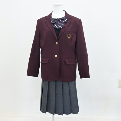 【中古】茨城県 常総学院高等学校 女子制服 4点（ブレザー・ニット・シャツ・スカート）sf010727