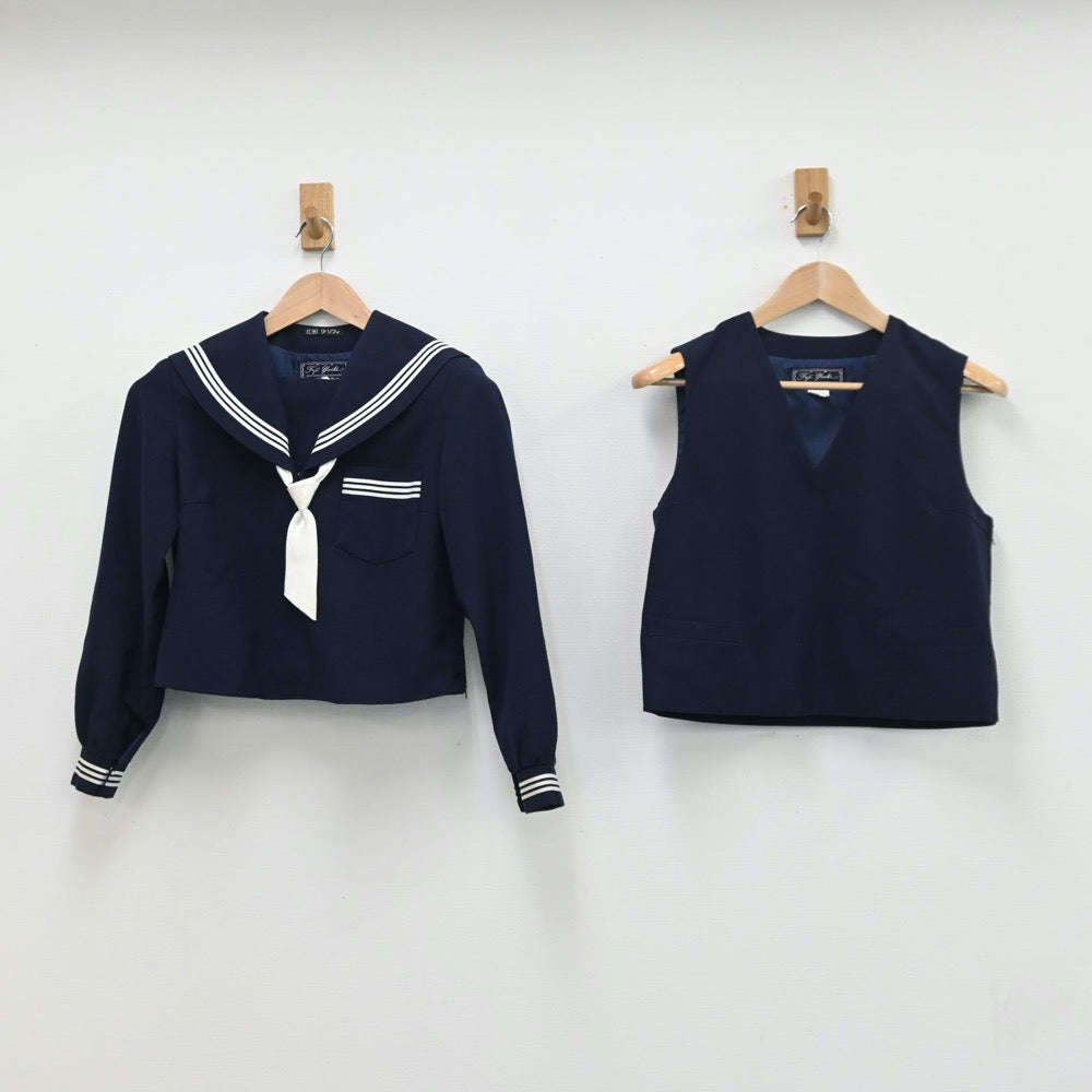 【中古】鳥取県 鳥取市立北中学校 女子制服 3点（セーラー服・ベスト・スカート）sf010767