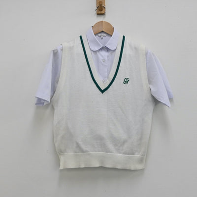 【中古】茨城県 江戸川学園取手高等学校 女子制服 2点（シャツ・ニットベスト）sf010794