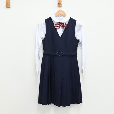 【中古】東京都 大田区立貝塚中学校 女子制服 5点（ブレザー・シャツ・ニット・ジャンパースカート）sf010801