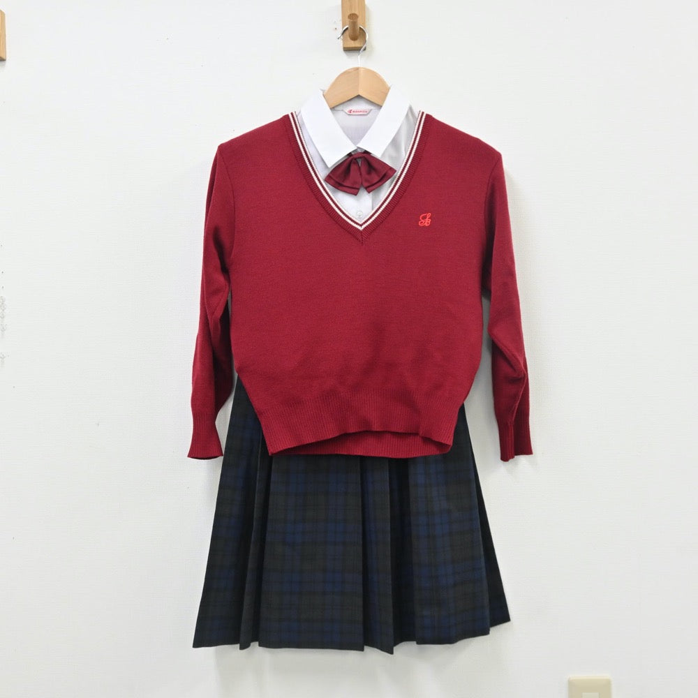 【中古】愛媛県 済美高等学校 女子制服 7点（ブレザー・シャツ・ニット・ベスト・スカート）sf010910