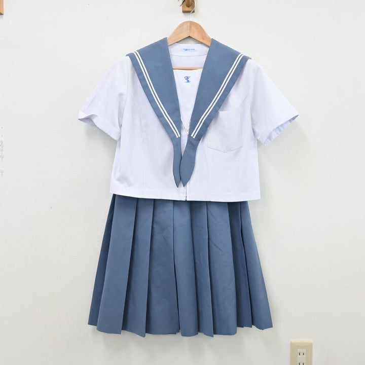 【中古】大分県 大分鶴崎高等学校 女子制服 3点（セーラー服・スカート）sf010977