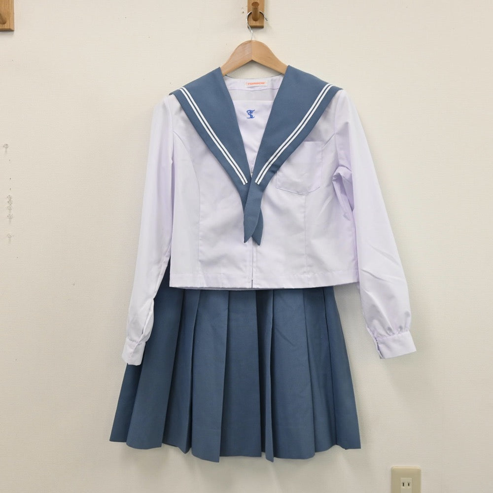 【中古】大分県 大分鶴崎高等学校 女子制服 3点（セーラー服・スカート）sf010978