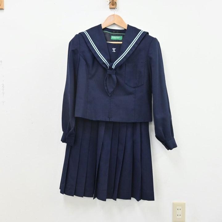 【中古】大分県 大分鶴崎高等学校 女子制服 3点（セーラー服・ニット・スカート）sf010979