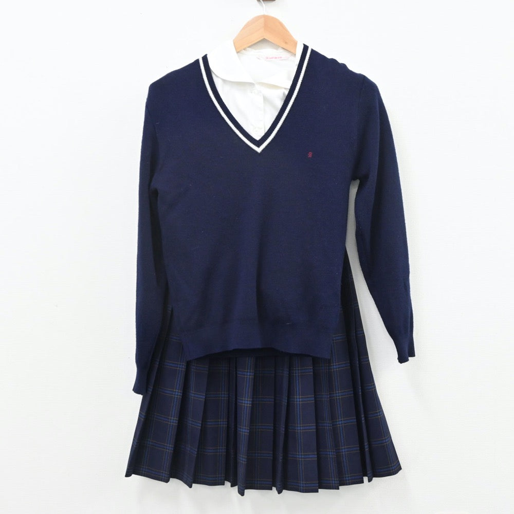 【中古】愛知県 猿投農林高等学校 女子制服 6点（ブレザー・シャツ・ニット・スカート）sf010989