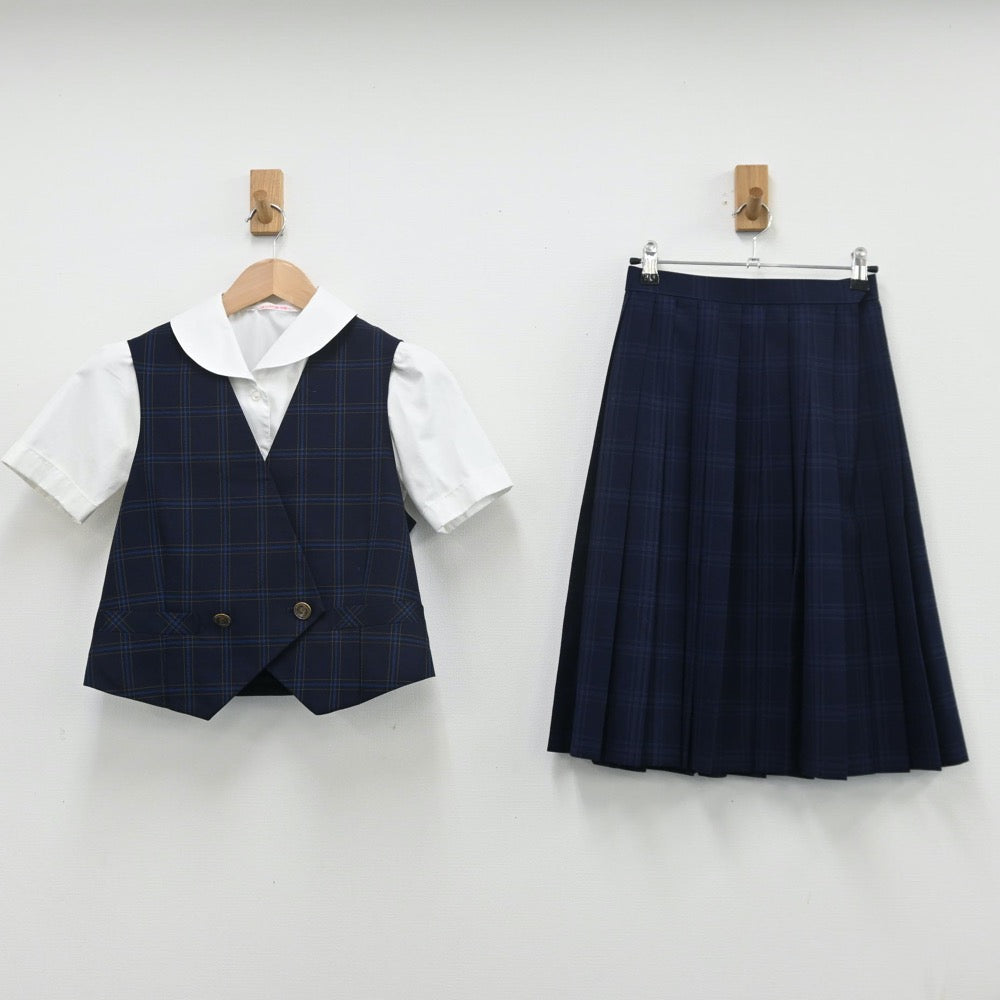 【中古】愛知県 猿投農林高等学校 女子制服 4点（シャツ・ベスト・スカート）sf010990