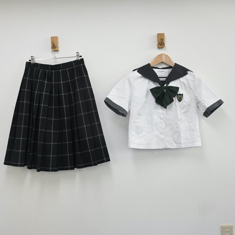 【中古】岡山県 山陽学園中学校 女子制服 5点（セーラー服・スカート）sf011024