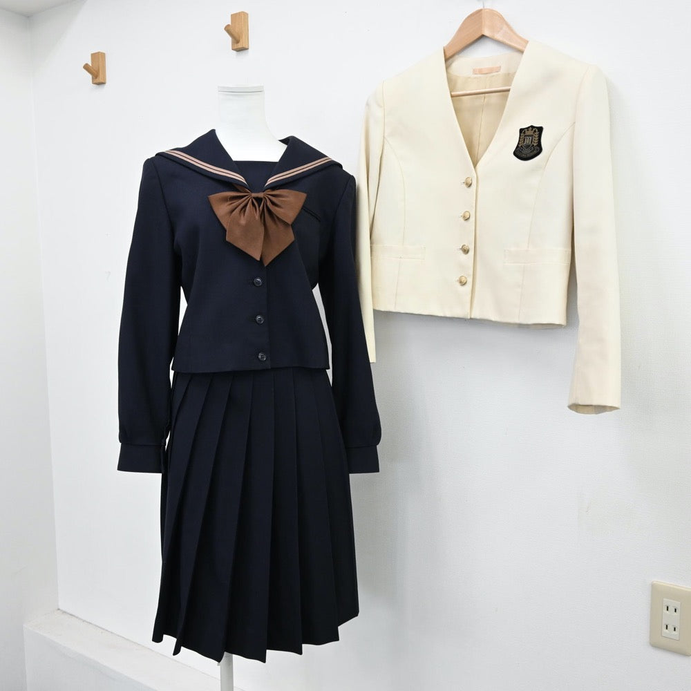 【中古】岡山県 岡山南高等学校 女子制服 4点（ブレザー・セーラー服・スカート）sf011043