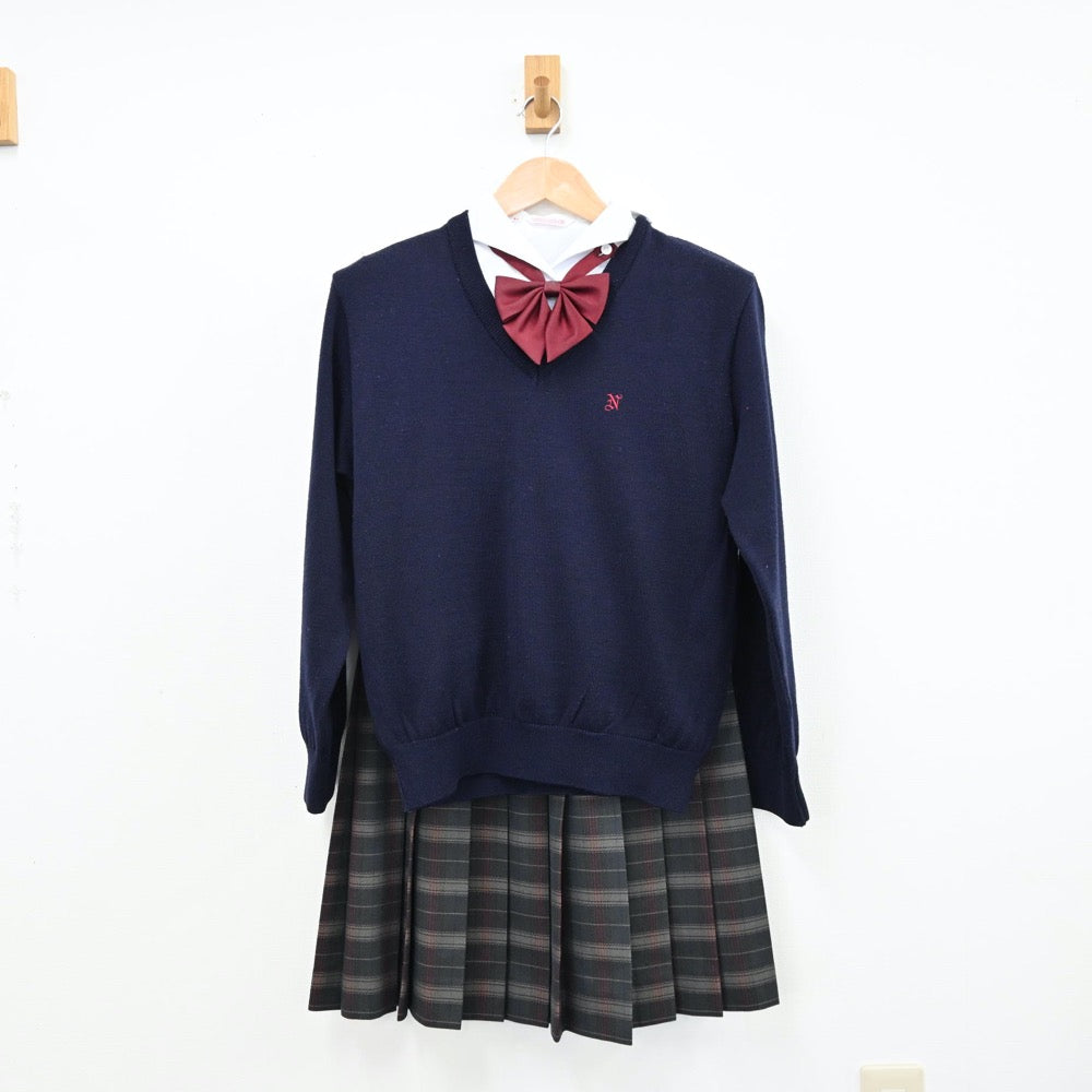 【中古】北海道 札幌日本大学高等学校 女子制服 6点（ブレザー・シャツ・シャツ・ニット・スカート）sf011055