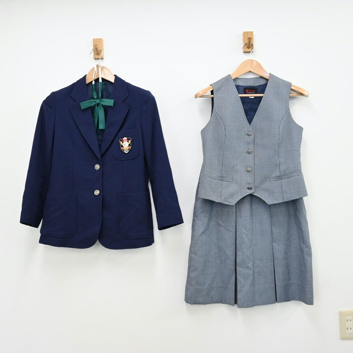 【中古】千葉県 市川市立第七中学校 女子制服 5点（ブレザー・ベスト・スカート・スカート）sf011111